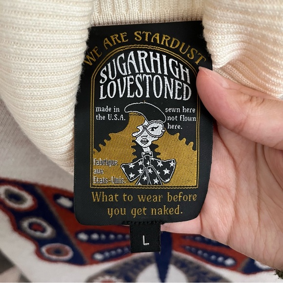 RARE Sugarhigh Lovestoned Mariposa Butterfly Turtleneck Wool Sweater Dress Large - Picture 7 of 15